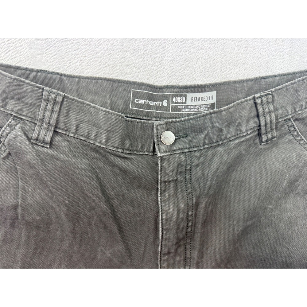 Carhartt Relaxed Fit Carpenter Pants Mens 40x30 Gray Canvas Work Utility - Picture 3 of 7
